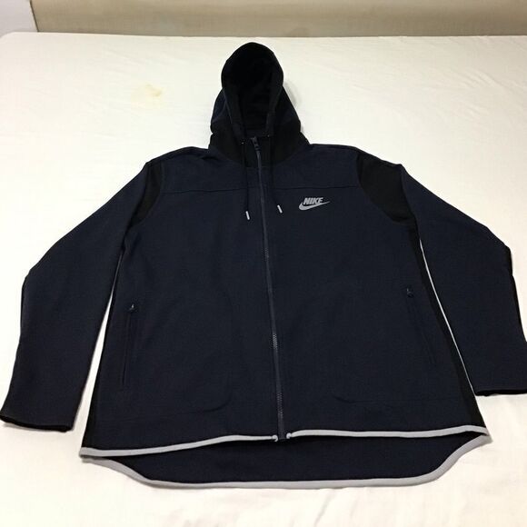 Nike Blue & Black Full Zip Hoodie Long Back Hem Jacket Good Condition Size XL - Picture 1 of 11